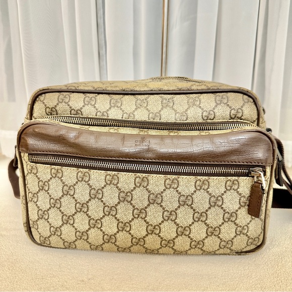 GUCCI Supreme Web Sherry Line Shoulder Crossbody Bag Purse GG PVC Leather - Picture 4 of 15